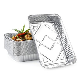 MATANA - 50 Reusable Aluminium Foil Roasting Trays/Containers - 31x21cm (2000ml)