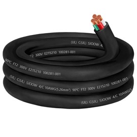 10/4 Wire 30amp 10 Gauge SJOOW Cable 10AWG 4 Conductor,300V SJOOW Portable Power Cord Cable for Welder,Battery Charger,RV Generator,Machinery-10ft Extension Cord for Industrial Commercial Outdoor Use