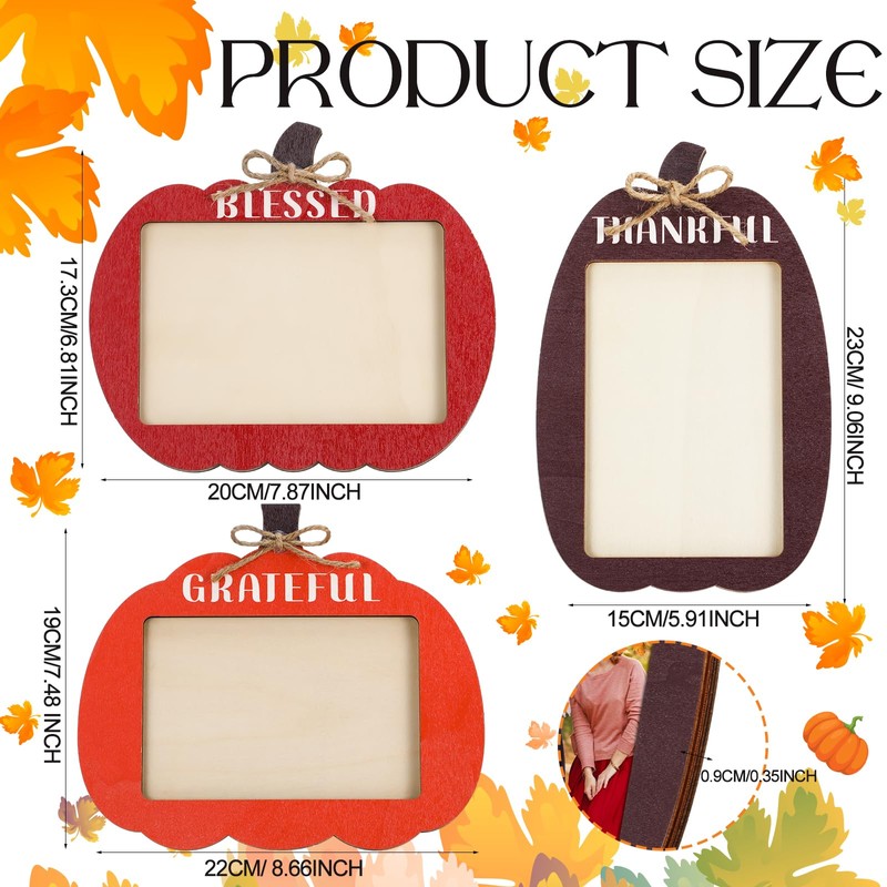 Burbell 3 Pcs Fall Pumpkin Picture Frame 4 x 6