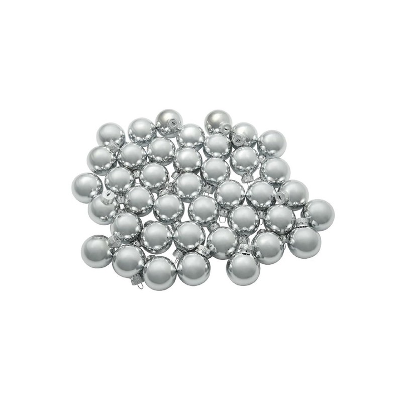 40ct Shiny Silver Glass Ball Christmas Ornaments 1