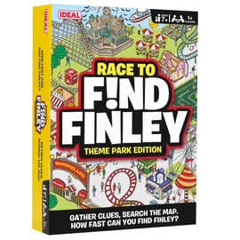 IDEAL | Race Find Finley Theme Park Edition: Gather clues, search the map. How fast will your team find Finley? | Family Games | 2+ Players | Ages 7+