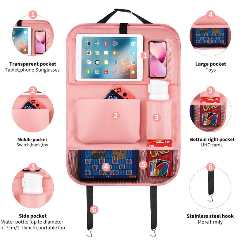 LUCMO Car Backseat Organizer with Tablet Holder,6 Storage Pockets Car