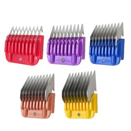 5 Color Guide Comb Stainless Steel (Cutting Length 3mm-16mm/1/8"-5/8") Suitable for Andis& for Oster A5 & for Wahl KM Series Multifunctional Comb Kit