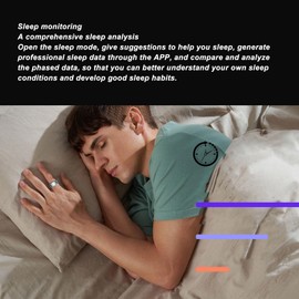 Smart Ring Tracker, BT Fitness Tracker Rings with Integrated NFC for Android 6.0 and for 11.0, Smartphone Camera Remote Control, Comprehensive Sleep Analysis (Purple)