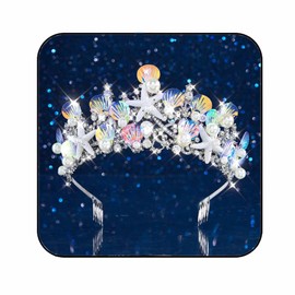 JAKAWIN Starfish Mermaid Costume Tiara Silver Shell Headpiece Wedding Tiaras and Crowns for Women