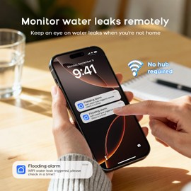 Wireless WiFi Water Leak Detectors,100dB Adjustable Loud Water Leak Sensor for Smart Life Tuya APP Control & Instant Alerts,Delayed & Extended Alarm Duration for Home Kitchen,Sink,NO Monthly Fees