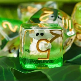 Cusdie 7-Die DND Dice, Polyhedral Dice Set Filled with Animal, for TTRPG Role Playing Game Dungeons and Dragons D&D Dice (Green Spirit)