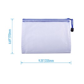 Skweawert 3 Pcs 9.25" x 6.69" A5 Sizes Mesh Zipper Pouch Bags, Mesh Bags with Zipper，Waterproof Clear document pouch for Organization Puzzles Travel, Office, Classroom Organization, A5 White