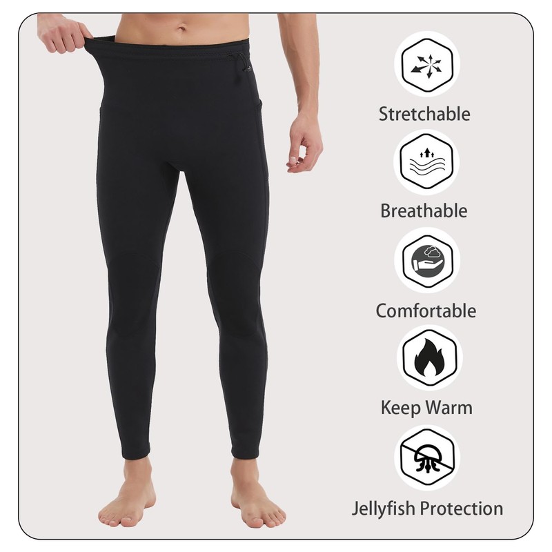 Lemorecn Wetsuit Pants Men 2mm Neoprene Swim Pants for Swimming