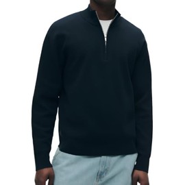 NAADAM Mens Signature Cashmere Quarter Zip,Black,S