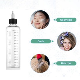 Sndperiexam 3 PCS Clear Soft Applicator Bottle Squeeze Empty Oil Dispenser Hair Color Applicator Root Hair Dye PET Plastic Refillable Bottles with Graduated Scale for Salon Stylist, Home
