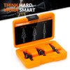 THINKWORK Four Spiral Flute Step Drill Bit Set, 3 Pcs
