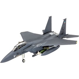 Revell Model Set 63972 F-15E Strike Eagle & bombs 1:144 Scale Unbuilt/Unpainted Plastic Model Kit with Contacta Professional Glue, Paintbrush & Selected Aqua Color Paints