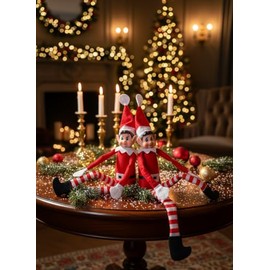 Genrico MAJUYA Elfo Navideo Set de 2, Elfos Divertidos, Duende Travieso de Navidad, Elfos Que se comportan Mal, Tradiciones navideas, Mueco de Tela   