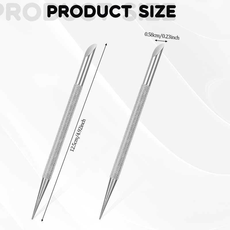 2Pcs Nail Cleaning Cuticle Stick Stainless Steel Cuticle Pusher Nail