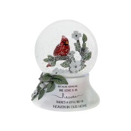 Pavilion Gift Company - Because Someone We Love is in Heaven There's A Little Bit of Heaven in Our Home - Cardinal LED Lit 120mm Musical Water Globe Memorial in Memory Bereavement Loss of Loved One