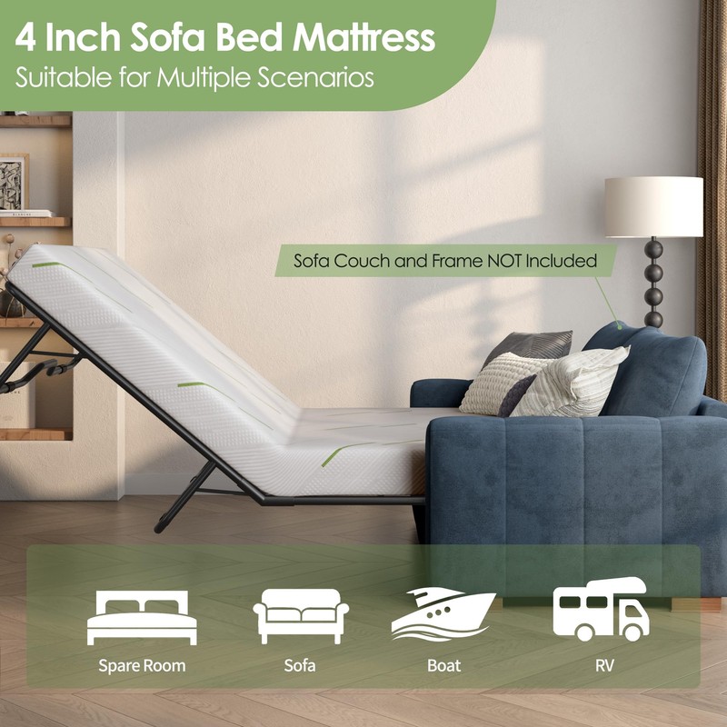 Wellynap 4 Inch Gel Memory Foam Sofa Mattress Full Size,