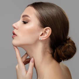 10mm Square Square-Cut White Zirconia Stud Earrings | 925 Sterling Silver Hypoallergenic Jewelry | Dainty Everyday Gift for Women, Her