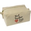 'Best Teacher Ever with Red Heart' Canvas Wash Bag/Makeup Case
