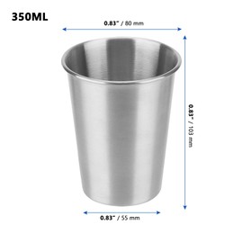 CHUIFAI Pack of 6 Stainless Steel Cups 350 ml, Metal Camping Stainless Steel Cup Metal Travel Mugs Stackable Cups Steel Cups for Camping Party Travel Home Bar