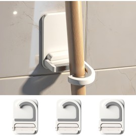 3pack Mop and Broom Holder Wall Mount Self Adhesive - No Drill Mop and Broom Handle Gripper, Household Cleaning Organizer for Organization and Storage, Holds up to 6 lb