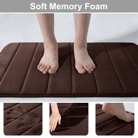 Homaxy Memory Foam Bathroom Bath Mat, Absorbent Non-Slip Bath Mat, Washable Bath Mat – 41 x 61 cm, Brown