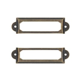 Adiyer 40-Pack Office Library File Drawer Cabinet Card Tag Label Holder Metal Frame (Antique Bronze)