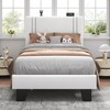 Feonase Twin Platform Bed Frame, Velvet Upholstered Wingback Bed Frame,