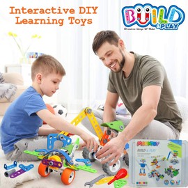 MOONTOY Building Toys 11 in 1 STEM Toys Age 5 173 Pcs Building Blocks Kit for Kids, Educational Construction Toys Creative Learning Set Christmas Birthday Gifts for Kids Boys and Girls Age 5 6 7 8 9