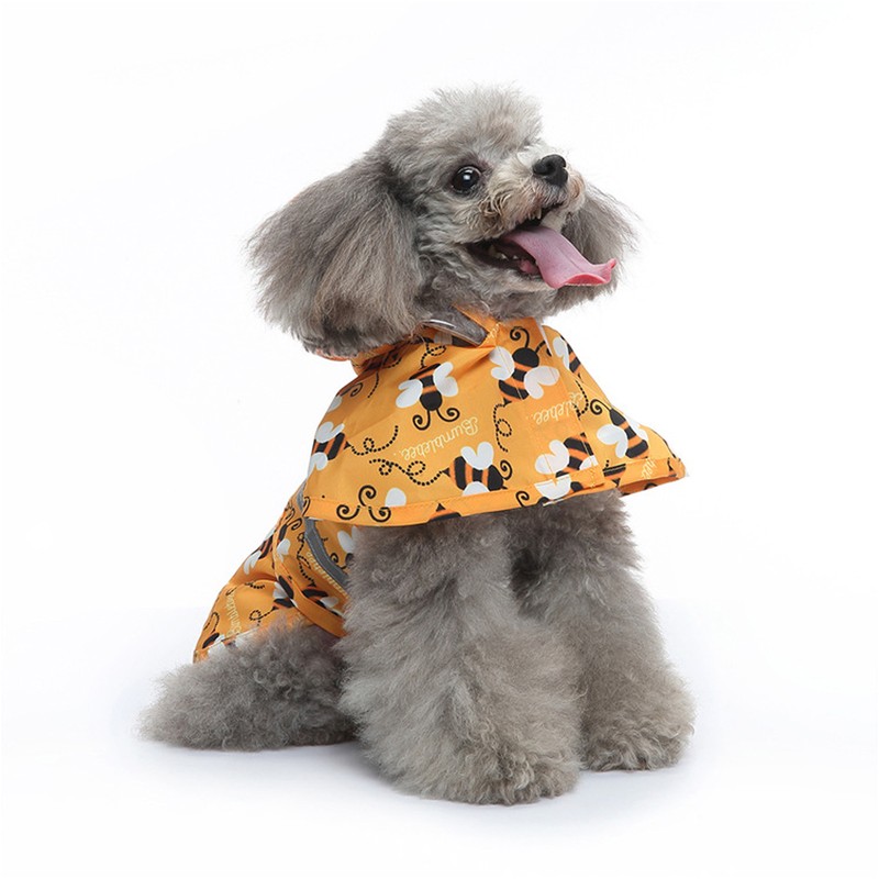 Dog Raincoat Reflective Breathable Lightweight Bee Pattern Puppy Rain Jacket
