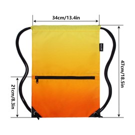 HOLYLUCK Drawstring Backpack Bag Sport Gym Sackpack, Gradient Orange and Yellow, One_Size, Sport