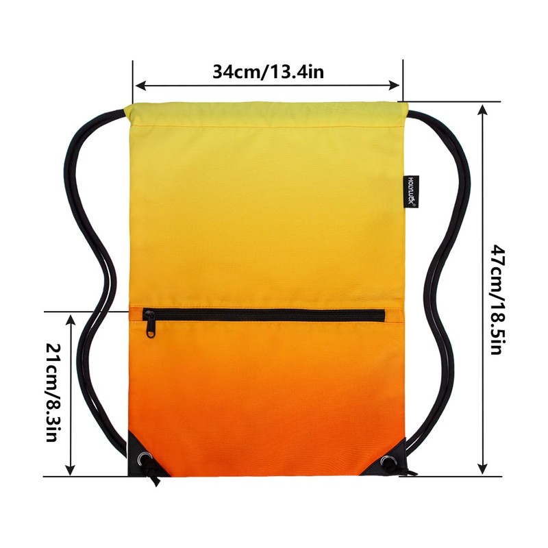 HOLYLUCK Drawstring Backpack Bag Sport Gym Sackpack, Gradient Orange and
