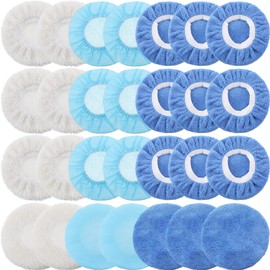 Tallew 60 Pcs Car Orbital Buffer Polisher Pad Bonnets 5-6 Inch Microfiber Polishing Bonnets Pads for Car Waxing Polishing(Multicolor)
