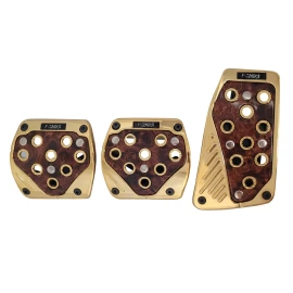 1clickautoacc 3 Pcs Wood Grain Gold Manual Car/Suv Brake Gas Foot Pedal Pads Covers