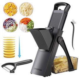 Safer Mandoline Slicer For Kitchen, Thickness Adjustable Onion Vegetable Chopper, French Fry Cutter, Potato Vegetable Slicer, Multifunctional Kitchen Food Fruit Chopper，With Peeler/Cleaning Brush