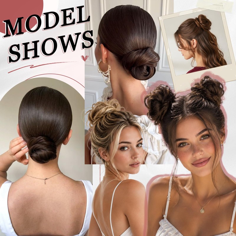 2PCS Messy Bun Hair Piece for Women, Small Donut Bun