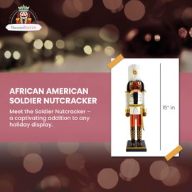 Nutcracker Ballet Gifts African American Soldier Wooden Nutcracker Ballet Figures Decorations Ornaments, Christmas Holiday Decor, 15 inch