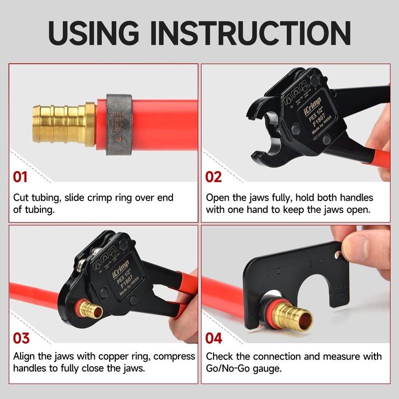 iCrimp Angle Head F1807 PEX Pipe Crimping Tool for Copper