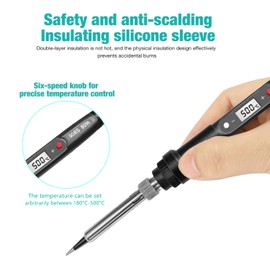 Electric Soldering Iron Set, 80 W Adjustable Temperature Soldering Iron, 17 Pieces with Digital Multimeter, Tips, Soldering Iron Stand, Desoldering Pump, Tweezers, Soldering Wire, Soldering Iron Set