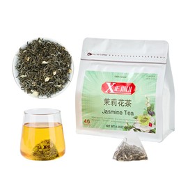 XIEJINJI Jasmine Tea Bags, 3.2 Grams Per Bag, 40 Bags, Pyramid Clear Filter Teabag
