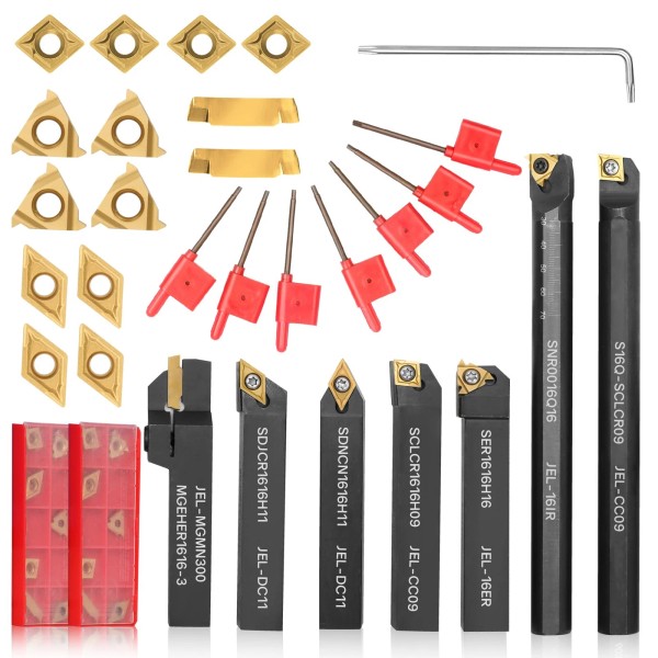 Joogto Lathe Turning Tool 21Pcs Kit 5/8 16mm Shank 7