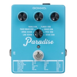 GOKKO Paradise Multi-Reverb Pedal - 8 Reverb Effects with EQ & Modulation Controls | Versatile Sound Shaping for Guitar & Bass | 9V DC Power Supply