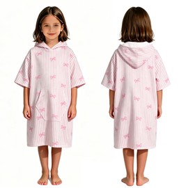 NABURGRI Kids Hooded Poncho Towels, Wearable, Absorbent Hooded Beach Towel for Girls and Boys Girls 7-14 Years Cartoon- Themed Wearable Towel Perfect for Kids At The Bath, Beach