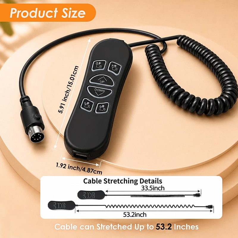 HSW306 Lift Chair Remote Replacement 6 Button 7 Pin USB