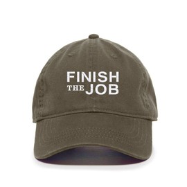 DSGN BY DNA Finish The Job Baseball Cap Embroidered Cotton Adjustable Dad Hat Olive