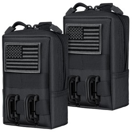 bvya Tactical Molle Pouch Multi-Purpose Compact Waist Pack Water-Resistant Small Utility Pouch with Flag Patch for Molle Backpack
