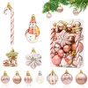 Christmas Baubles Set of 34 Plastic Christmas Tree Baubles Rose