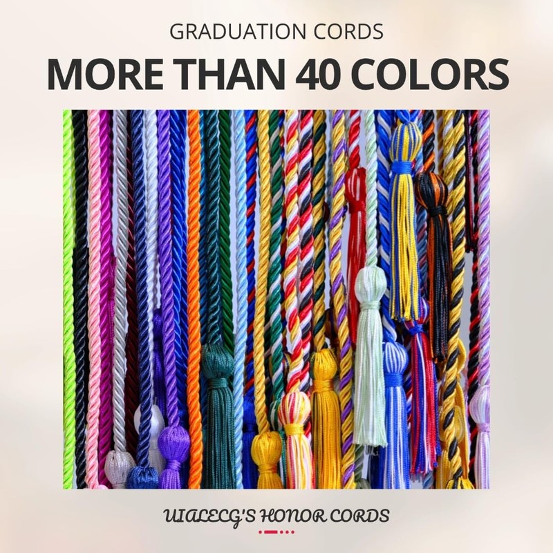 UIALECG Graduation Honor Cords, 68" Long (Light Purple with White)