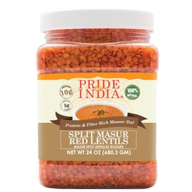 Pride Of India - Indian Split Masur Red Lentils - Protein & Fiber Rich Masoor Dal, 1.5 Pound Jar