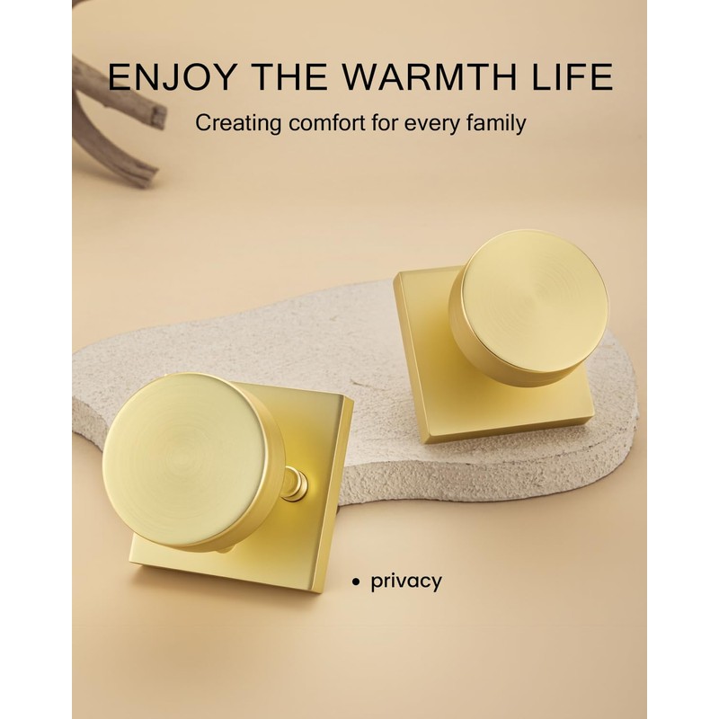Haidms Gold Door Knobs Interior Privacy, Heavy Duty Square Brushed